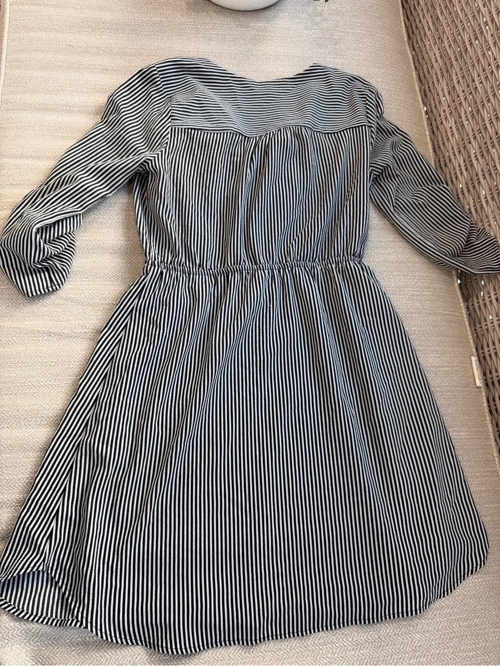 Monteau Black and White Striped Shirt Dress